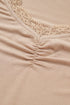 Lace Trim Sweetheart Neck Ruched Front Long Sleeve Top